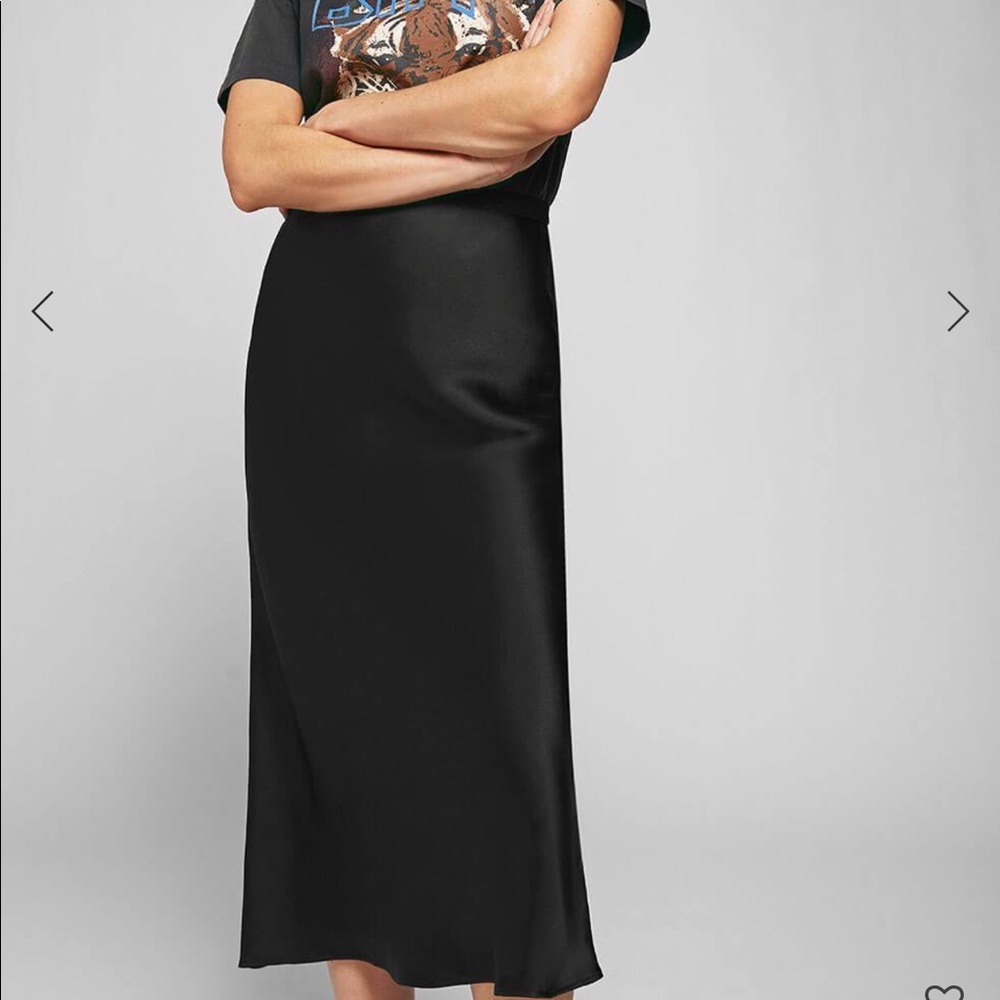 Blue long silk skirt with slit